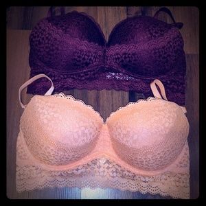 2 38D Xhilaration Long Line Lace Push-Up Bras